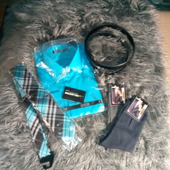 Luxton Other - Mens 6Pc Turquoise Blue Dress Shirt Set